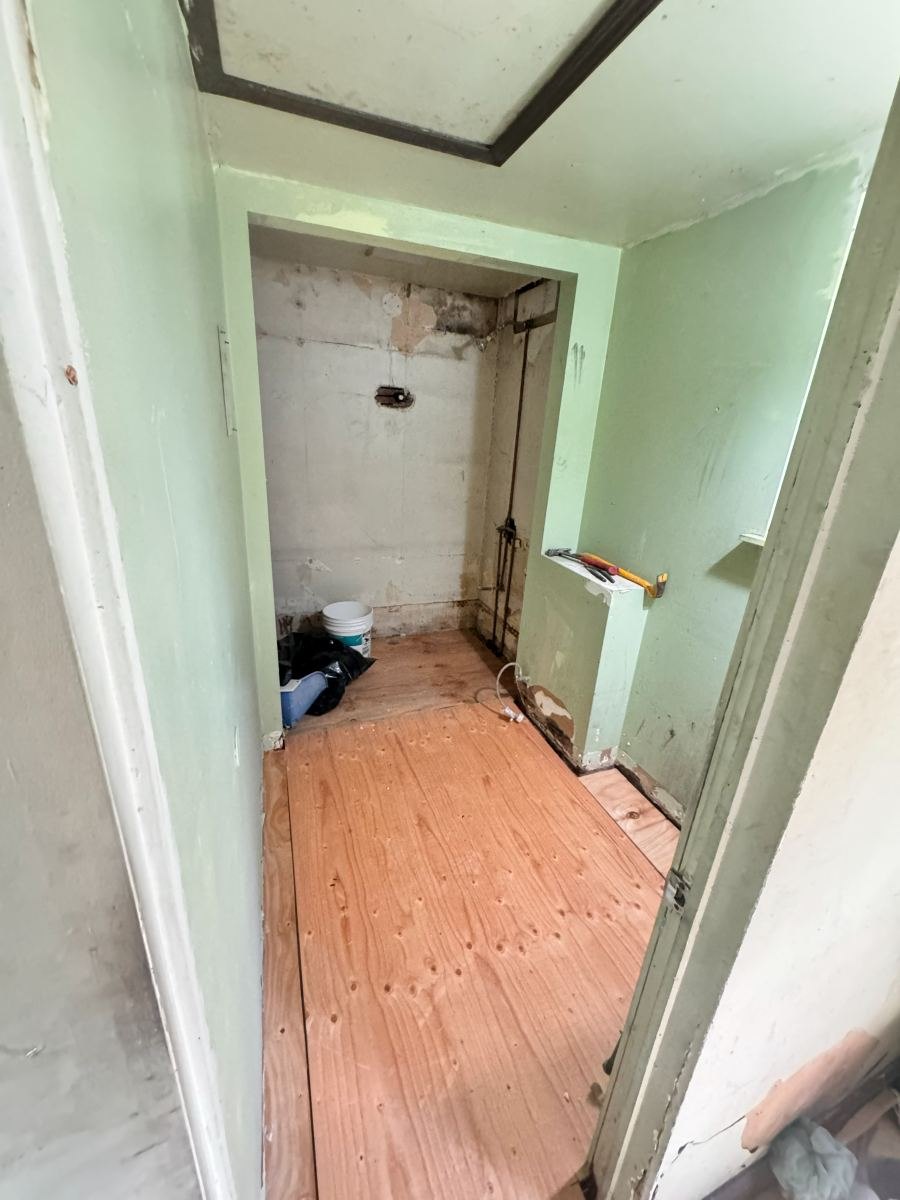 Bathroom during demolition, before the remodel