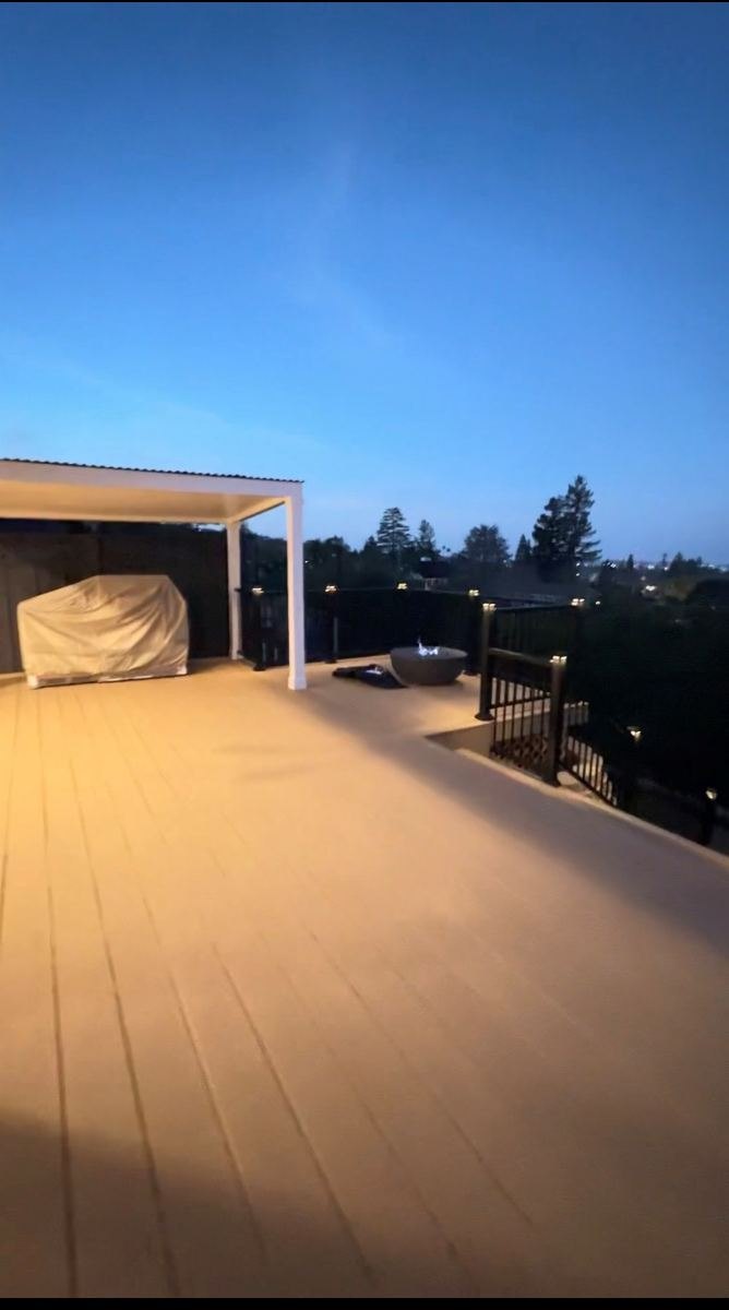 Composite deck overlooking the hills at sunset