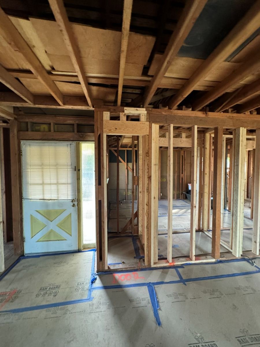 Interior wall framing during a remodel